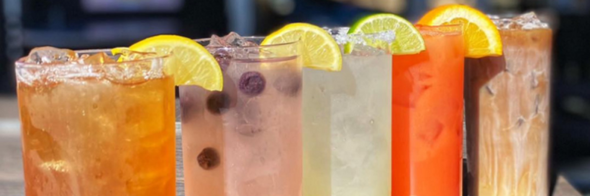 Cocktails on a bar top